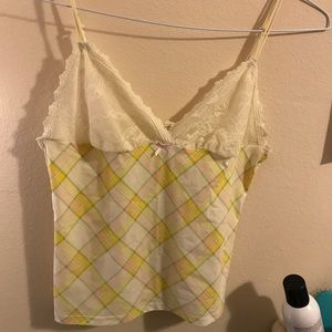 Vintage tommy plaid lace top